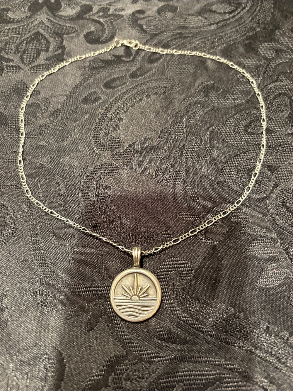 Sterling Silver Sunrise Pendant Necklace - Silver